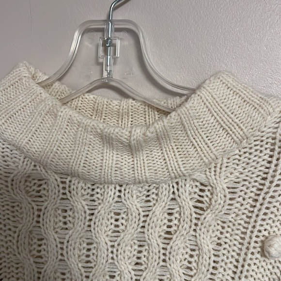 Nasty Gal Ivory M Chunky Cable Knit Fisherman Boho Chic Cottagecore Boxy Crop - Picture 7 of 14